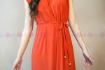 Maxi Dress ผ้าไหมสปัน ทิ้งตัว สีส้มสดใส